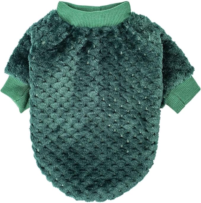 Dog Sweater, 2 Pack Dog Sweaters for Small Medium Dogs or Cat, Warm Soft Flannel Pet Clothes for Dogs Girl or Boy, Dog Shirt Coat Jacket (X-Large, Dark Red+Dark Green)