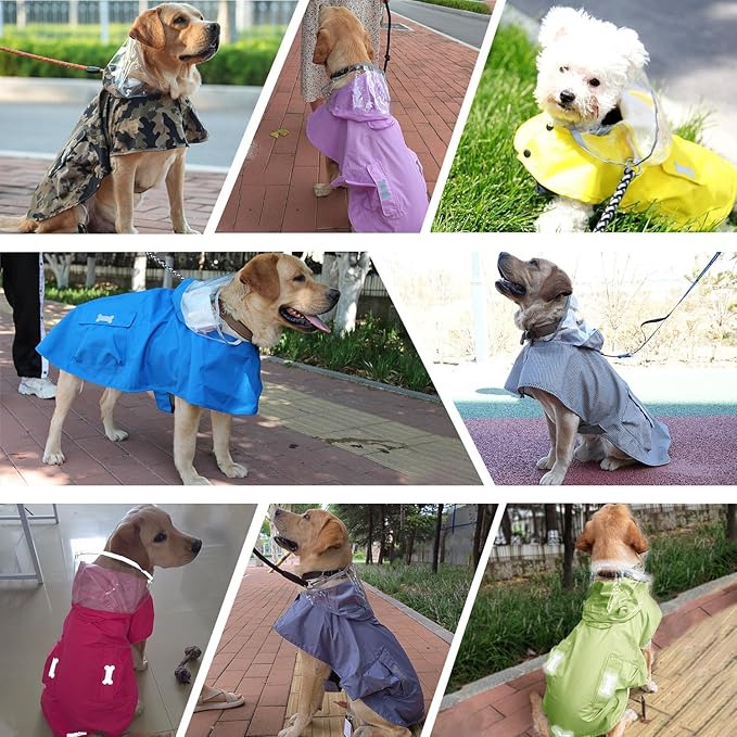 Waterproof Dog Raincoat, Adjustable Reflective Lightweight Pet Rain Clothes with Poncho Hood (Gold Cheery Blossoms Pink, Small)
