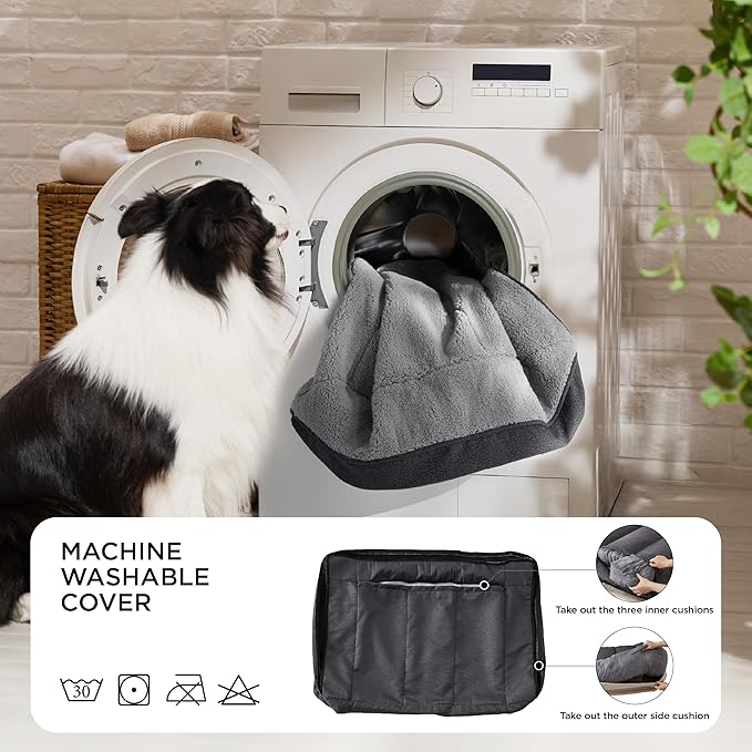 Bedsure XL Orthopedic Dog Beds Large Sized Dog - Extra Thick Supportive Dogs Couch with Waterproof Washable Cover, Extra Large Comfort Pet Bed Sofa with Soft Plush Sherpa and Nonskid Bottom, Blue, 42"