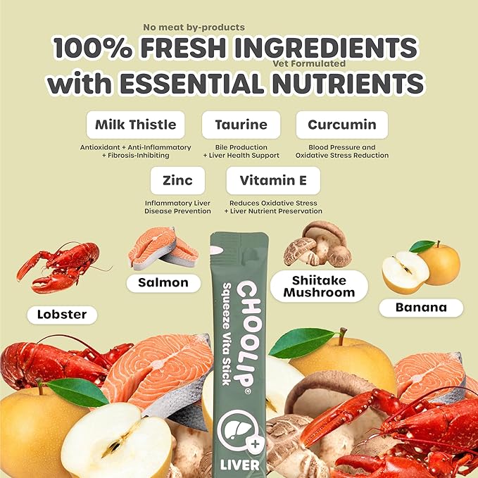 Choolip Squeeze Vita Stick Lickable Cat and Dog Treats – 49-Count Liver Support Sticks with Multivitamins, Soft Squeezable Paste for All Life Stages, Supporting Liver Health