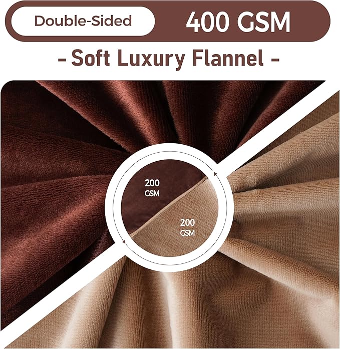 Water Proof Blanket 50x60 Inches - Reversible Flannel Blanket for Bed, Sofa,Couch- Spillproof, Leakproof Soft Double-Sided Brown Throw Blanket for Adults, Pets, Couples