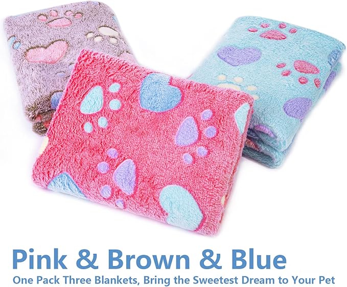 LeapSheep Pet Blankets for Dogs Cats - 3Pack Heart Pattern Super Soft Fluffy Dog Blankets for Small Medium Large Doggy Kitten(Heart, Large)