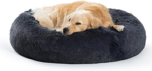 SAVFOX Plush Calming Dog Beds, Donut Dog Bed for Small Dogs, Medium, Large & X-Large, Comfy Cuddler Dog Bed and Cat Bed in Faux Fur, Washable Dog Bed, Multiple Sizes XS-XXL