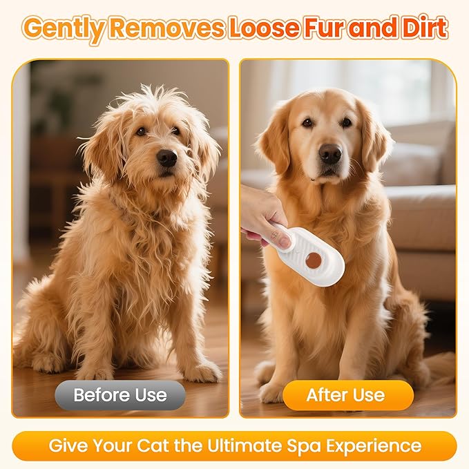 Cat Steam Brush for Shedding, 4-in-1 Rechargeable Steam Pet Brush for Cats & Dogs, Anti-Static, Gentle Fur Removal & Combing, Ideal for Short & Long Hair Pets, Easy to Use
