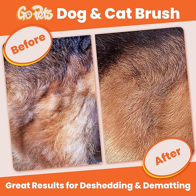 GoPets Double-Sided Dematting Tool & Deshedding Brush for Dogs & Cats, Pet Friendly Undercoat Rake for Shedding, Mat Remover for Long & Thick Coats, Dog Comb for Grooming, Cat Hair Detangler