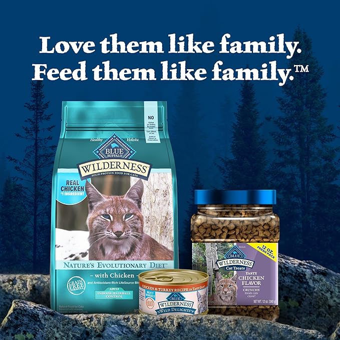 Blue Buffalo Wilderness Natural Hairball Care Dry Cat Food for Indoor Cats, High-Protein & Grain-Free Formula, Chicken, 5-lb. Bag