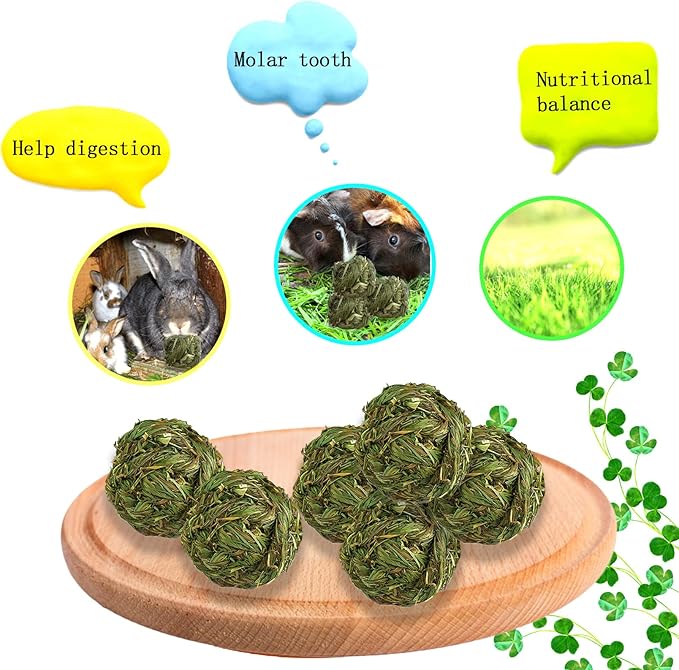 kathson Natural Rabbit Grass Ball,Timothy Grasses Chew Toys,Natural Weaving Molar Tooth Toy,Bunny Activity Play Balls for Chinchillas Hamster Guinea Pig and Small Animal (6 PCS)