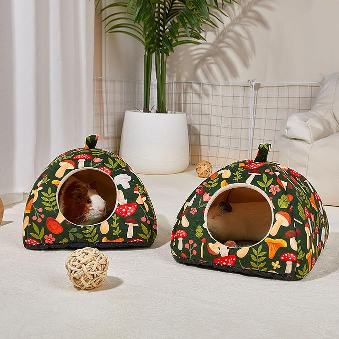 Glittme Guinea Pig Hideout 2Pack - Soft Pads, Washable, Non-Slip Bottom - Rabbit & Hamster Hideout, Ferret Accessories