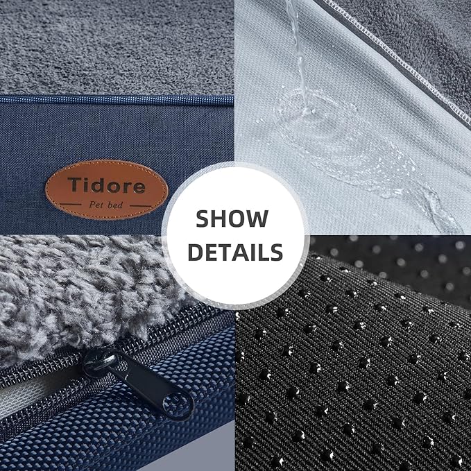 Orthopedic Dog Beds for Medium Dogs, Durable Egg Crate Foam Sofa Dog Bed wit Washable Removable Cover,Waterproof Lining,Pet Bed for Large Dogs (Navy Blue, 26.4" L x 21.7" W x 6.2" Th)