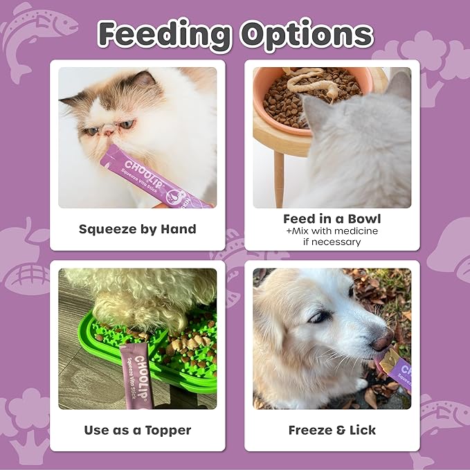 Choolip Squeeze Vita Stick Lickable Cat and Dog Treats – 49-Count Coat Support Sticks with Multivitamins, Soft Squeezable Paste for All Life Stages, Supporting Coat Health