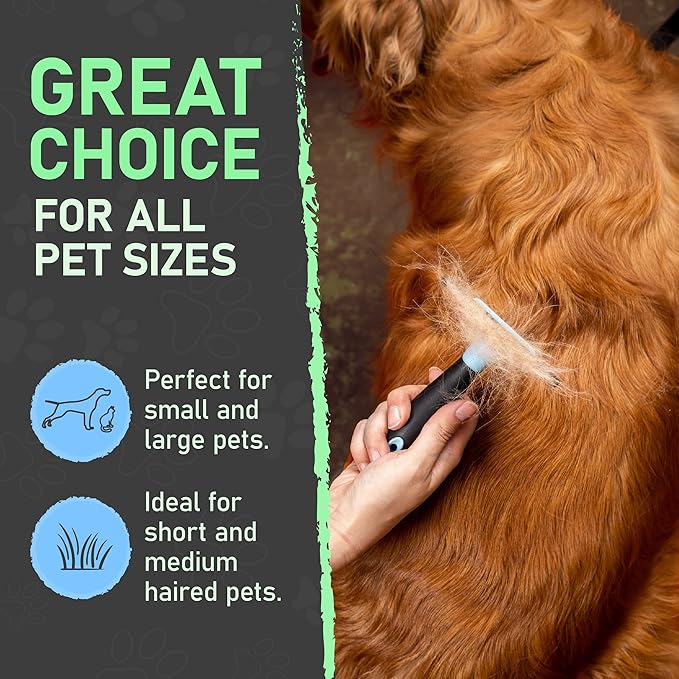 Maxpower Planet Pet Grooming Brush - Deshedding Tool for Dogs and Cats - Short and Medium Hair Deshedder Comb - Reduces Shedding up to 95% - Blue