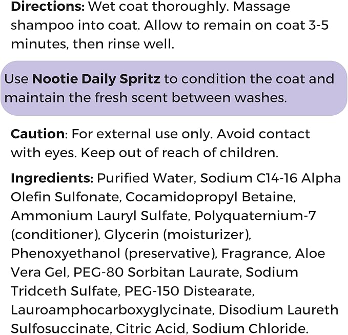 Nootie - Pet Shampoo for Sensitive Skin - Revitalizes Dry Skin & Coat - Natural Ingredients - Gentle Dog Shampoo - Cleans & Conditions 16 oz