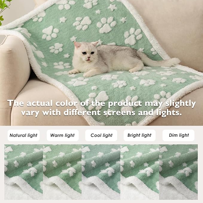 Waterproof Blanket for Dog Cat or Adult, Cute 3D Textured Paw Dog Blanket for Bed Couch Sofa, Soft Liquid Pee Proof Pet Furniture Protector, 50"x60", Green