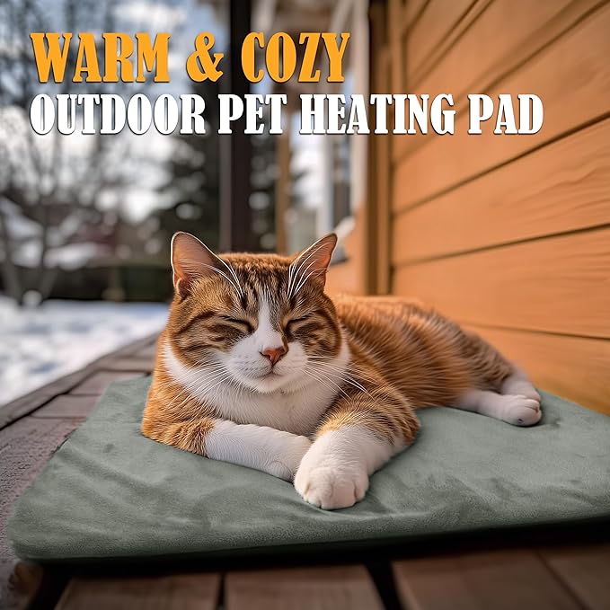 PETNF Outdoor Cat Heating Pad - Safe Waterproof Electric Warming Mat for Feral Cats, Fits Cat House Outside, 28"X16"