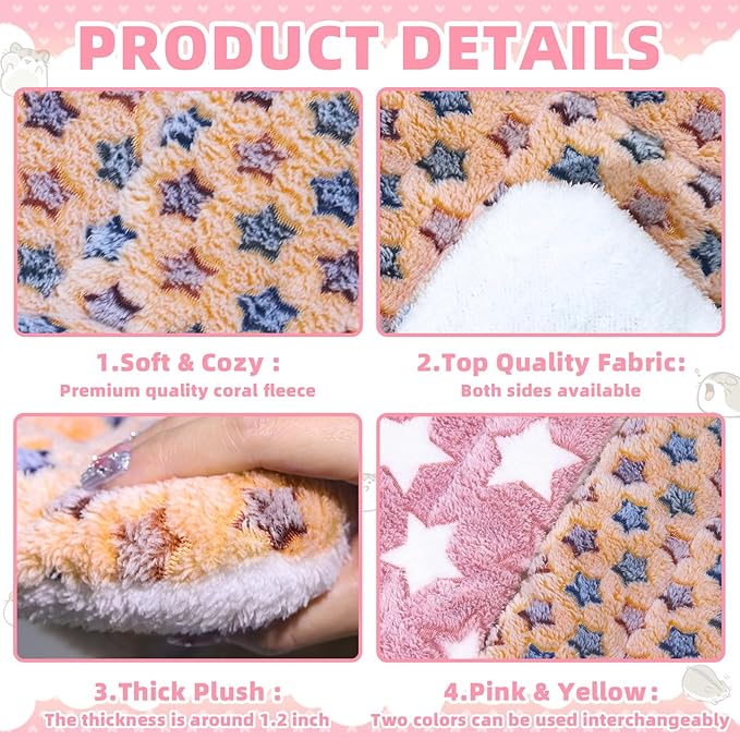 2 Pcs Guinea Pig Bed, Washable Rabbit Bunny Bed Mat Warm Small Animal Bed Pad Guinea Pig Pillow Pet Bed Mat for Chinchilla Hedgehog Ferret (13.7" x 10.6")