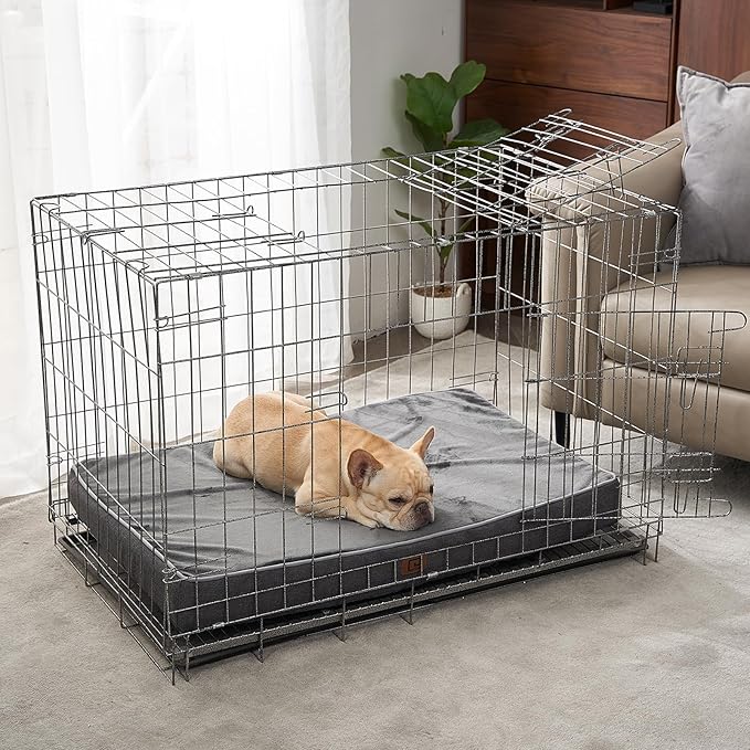 EHEYCIGA Waterproof Dog Bed Memory Foam 30x20, Orthopedic Dog Beds Mat for Medium Dogs with Removable Cover, Dark Grey