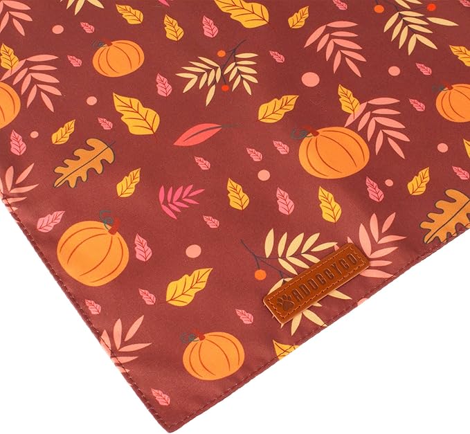 ADOGGYGO Thanksgiving Dog Bandana, Pumpkin Turkey Pet Scarf, Multi Size Offered, Fall Autumn Leaves Thanksgiving Bandanas for Medium Large Dogs Pets (Large)