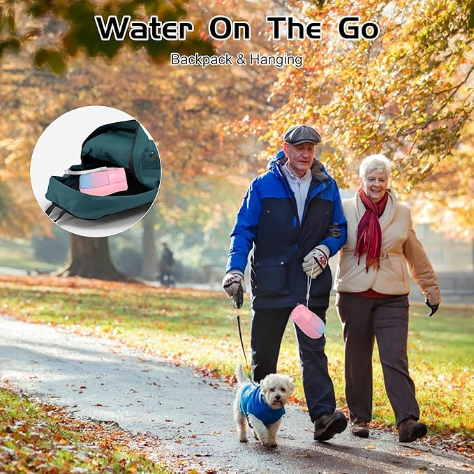 Dog Water Bottle, Travel Puppy Water Bowl, Leak Proof Portable Puppy Water Dispenser, Foldable Dog Water Bottle for for Pets Outdoor Walking, Hiking, Travel, Food Grade Plastic - 10oz Pink