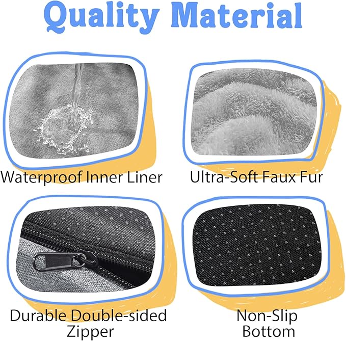 Washable Orthopedic Large Dog Bed - Extra Large Dog Beds with Bolsters Removable Orthopedic Foam Support Dogs Bed Waterproof Cover Non-Slip Bottom Pet Beds
