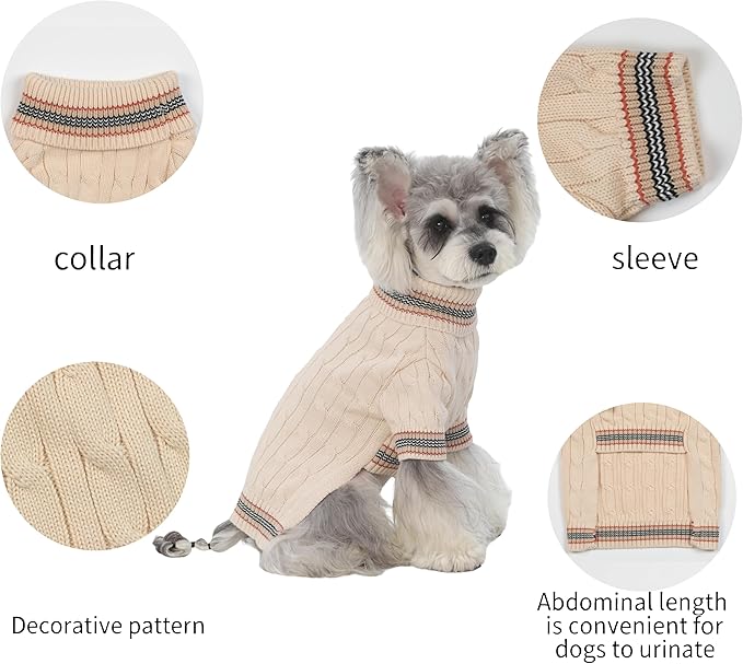 2Pack Small/Medium Dog Sweater, Warm Dog Winter Coat w/Sleeves, Comfortable High Neck & Leash Hole, Premium Dog Clothes for Schnauzer-Best for Holidays, Daily Walks M Bright Red & White
