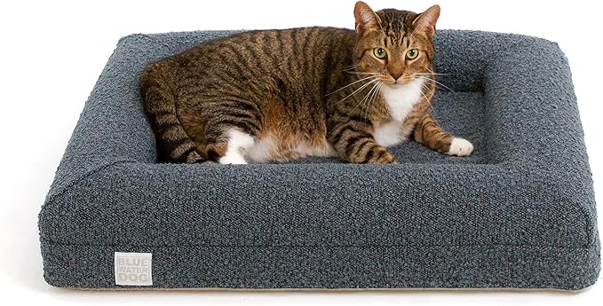 Luxury Boucle Orthopedic Memory Foam Dog Bed with Waterproof Liner and Machine Washable Cover with YKK Zippers (Small, 29" L x 23" W x 6" Th, Ocean Blue)