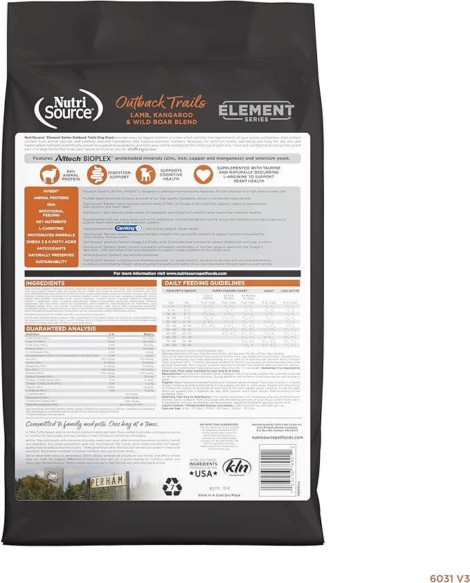 NutriSource Element Series Outback Trails Dry Dog Food, Lamb, Kangaroo and Wild Board, 24LB