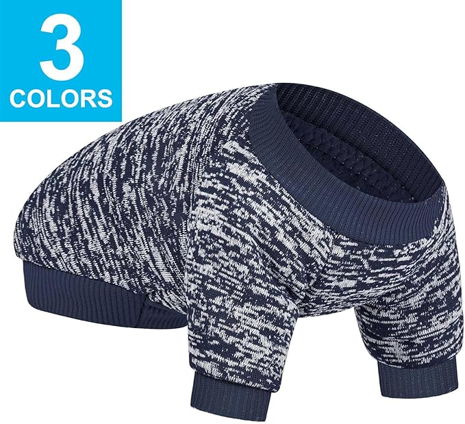 3 Pack Dog Sweater, Dog Sweaters for Small Dogs, Warm Soft Pet Clothes for Puppy, Medium Large Cat, Dogs Girl or Boy, Dog Shirt for Winter Christmas (Grey+Navy+Blue, XX-Large)