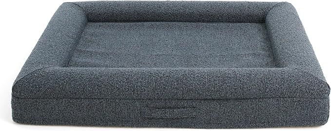 Luxury Boucle Orthopedic Memory Foam Dog Bed with Waterproof Liner and Machine Washable Cover with YKK Zippers (Large, 45" L x 36" W x 7" Th, Ocean Blue)