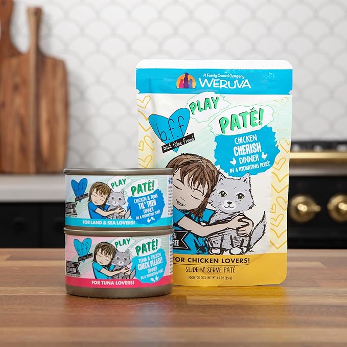 Weruva B.F.F. Play - Best Feline Friend Paté Lovers, Aw Yeah!, Chicken, Duck & Turkey Take a Chance with Chicken, Duck & Turkey, 2.8oz Can (Pack of 12)