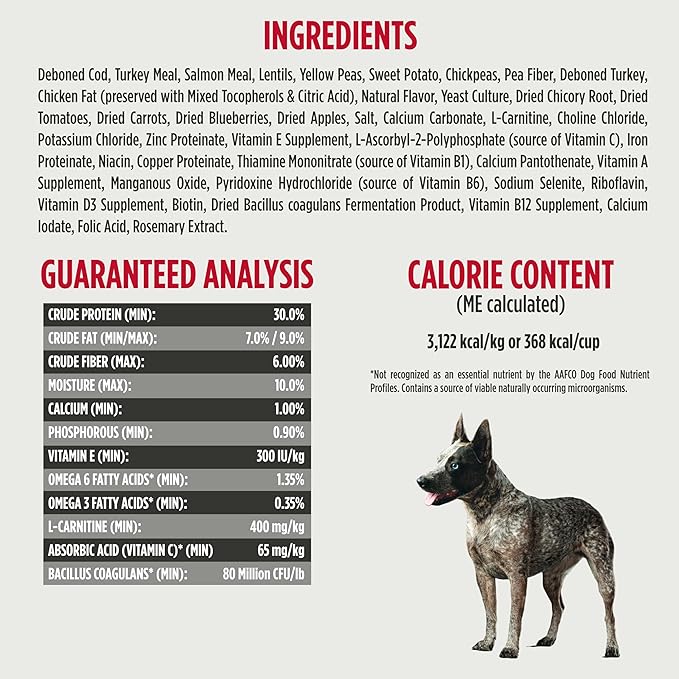 Nulo Freestyle Adult Trim Formula Grain-Free Weight Management Dry Kibble Dog Food With Healthy Digestive Aid BC30 Probiotic and L-Carnitine, Cod & Lentils, 6 Pound Bag