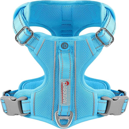 BARKBAY Dog Harness No Pull with ID Tag Pocket - Heavy Duty, Reflective, Easy Control for Large Dogs(Blue,XS)