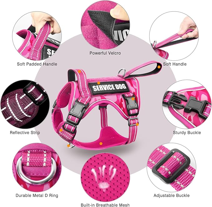WINSEE Tactical Dog Harness, No Pull Dog Harness for Medium Large Dogs with Handle & Molle, Military Service Dog Vest Harness in Training Pet Harness for Small Dogs