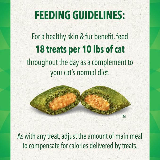 Greenies Feline Smartbites Skin & Fur Crunchy and Soft Natural Cat Treats, Salmon Flavor, 4.6 oz. Pack (Pack of 2)