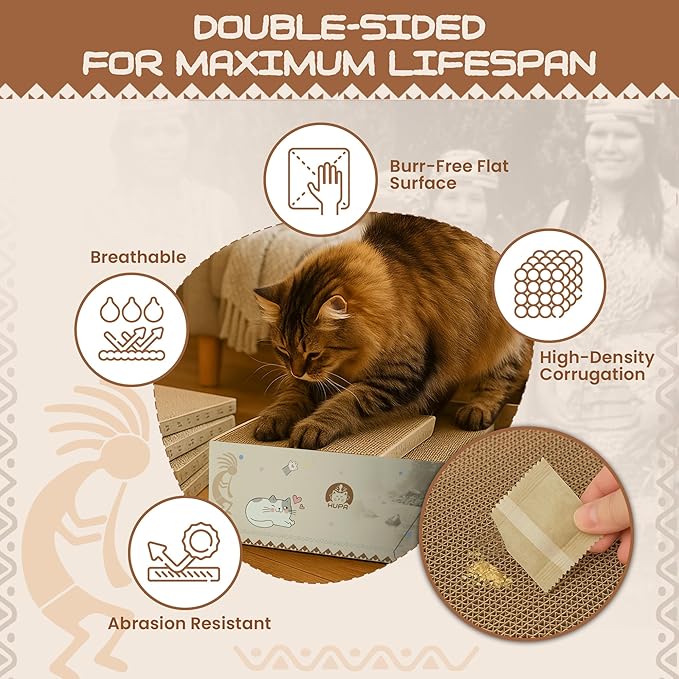 5 Pack Cat Scratching Boards | Reversible Cardboard Cat Scratcher with Catnip | Corrugated Cardboard cat Scratcher | Indoor Cat Scratch Pad | Durable Cat Scratcher Box | 16.34" L x 11.42" W x 5.51" H