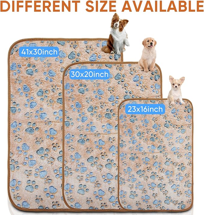 1 Pack 3 Waterproof Dog Blanket for Small Dogs, Washable Pet Blankets with Double -Sided Soft Warm Flannel Fleece Cover, Puppy Pads for Dog Bed & Couch (Brown, L (41x30 inch))