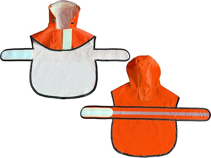 Dog Raincoat Waterproof Reflective Slicker - Lightweight Breathable Hooded Poncho Rain Coat Jacket with Adjustable Belly Strap and Leash Hole for Small Medium Large Dogs (Small, Orange)