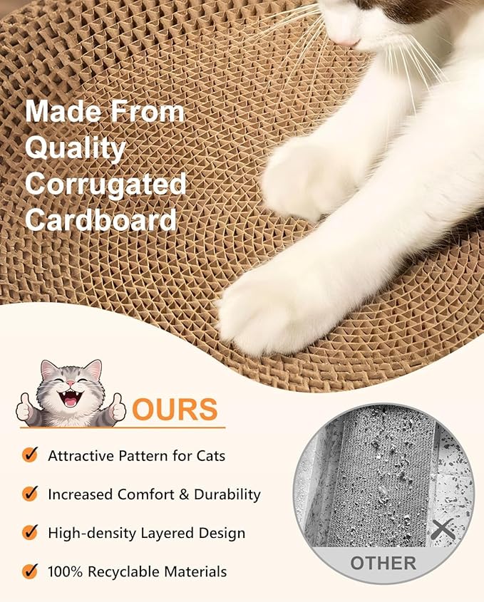 Cat Scratcher, Cardboard Cat Scratchers for Indoor Cats, Large Cat Scratching Board, Round Bowl Cat Scratch Pad Bed (Checkerboard)