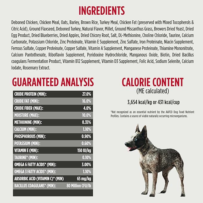 Nulo Frontrunner Ancient Grains High-Protein Dog Food, Chicken, Oats, & Turkey Recipe- Natural Dry Dog Food with Probiotics, Grain-Inclusive Kibble for Adult Dogs, 25 lb Bag