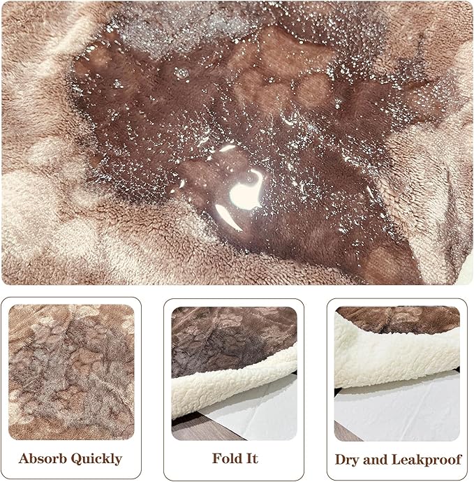 Qeils Dog Blankets for Small Dogs - Waterproof Cat Blanket Washable - Sherpa Fleece Puppy Blanket, Soft Plush Reversible Throw Protector for Bed Couch Car Sofa, 30"X40", Taupe
