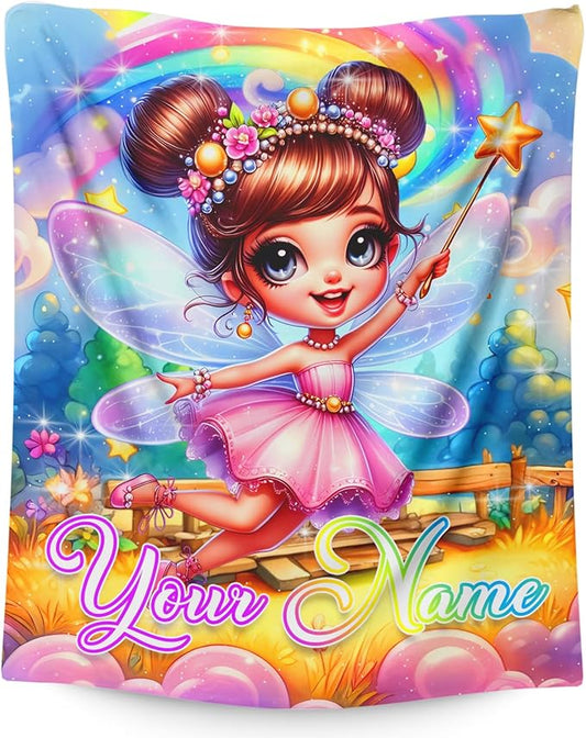 Girls Fairy Throw Blankets Custom Fairy Blanket Gift for Kids Teens - 50x60 Inches Lightweight Warm Cute Decor Throw for Sofa Couch Living Room Bed