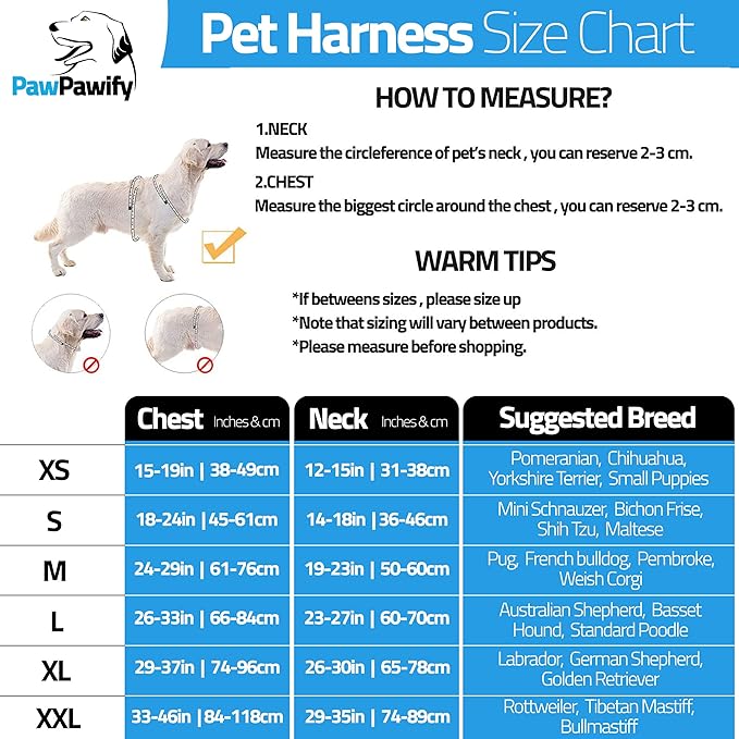 PawPawify Custom No Pull Dog Harness with Name and Phone Number, Heavy Duty Personalized Pet Vest to Prevent Tugging, Pulling, or Choking, Training and Walking (New Blue, XXL (85-140 LBS))