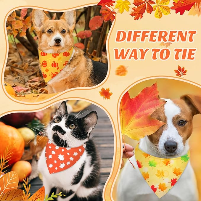 Chunful 60 Pcs Holiday Bandanas Bulk for Dogs Fall Halloween Thanksgiving Christmas Santa Soft Bibs Adjustable Triangle Doggie Scarf for Small Medium Large Pet Costume(25.6 x 17.7 x 17.7 Inch)