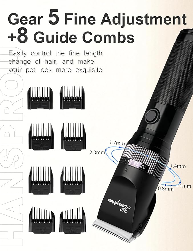 Dog Clippers for Grooming, 12V Professional Dog Clippers,Heavy Dutt Corded Pet Hair Trimmer Pet Trimmer for Thick Hair with Guard Combs Brush