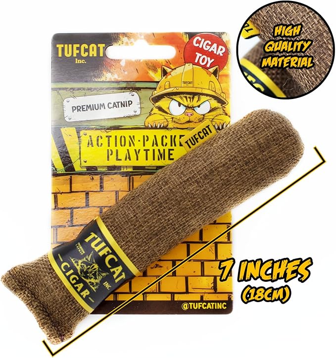 Cat Toy Cigar, Catnip Toys for Cats of All Breeds, Cat Toys for Indoor Cats, Kitten Toys, Action Themed Fun for Kicking, Biting, Chewing (Brown, 1-Pack)