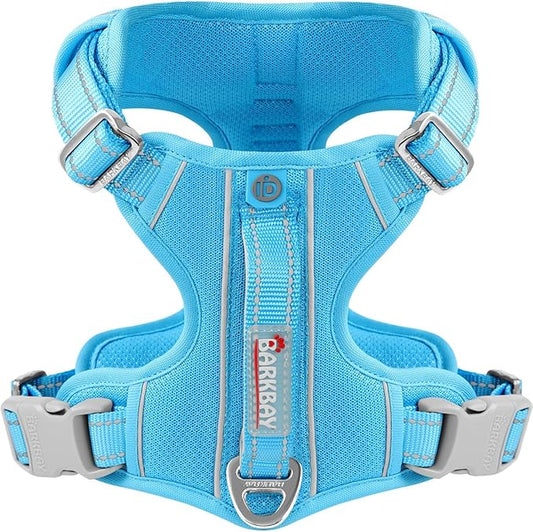 BARKBAY Dog Harness No Pull with ID Tag Pocket - Heavy Duty, Reflective, Easy Control for Large Dogs(Blue,M)