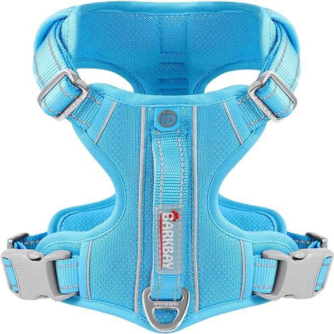 BARKBAY Dog Harness No Pull with ID Tag Pocket - Heavy Duty, Reflective, Easy Control for Large Dogs(Blue,S)