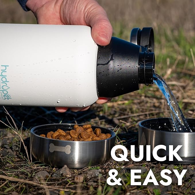 Hydropet Portable Dog Water Bottle (64 oz) - Insulated Dogs & Cats Travel Bottles, Stainless Steel - Detachable Dog Food Bowl and Water Bowl - Great for Daily Walks - Puppy Essentials & Accessories