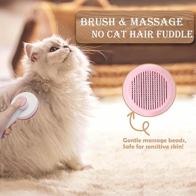 3PCS Pink Cat Grooming Kit, Nail Clipper Trimmer and Nail File, Brush for Shedding, Comb for Long Haired Cats, Pet Supplies and Essentials, Gifts for Cat Lover