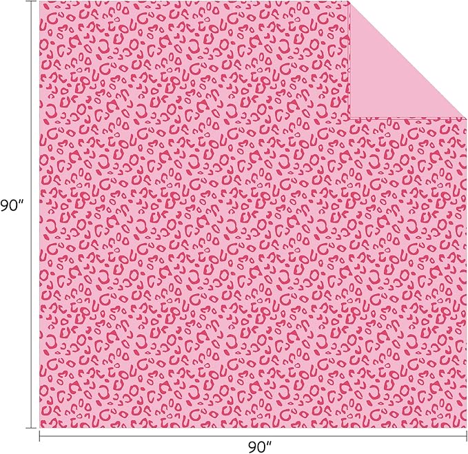 FY FIBER HOUSE Flannel Fleece Leopard Print Throw Blanket Super Soft Lightweight Fluffy Throw for Couch, 90"X90",Hot Pink