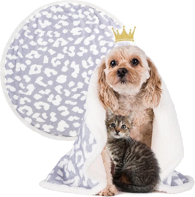 Cat Blanket for Indoor Cats – 29" Soft Sherpa Fleece Pet Throw, Washable Reversible Dog Blanket for Small Dogs, Cats, Kittens, Couch Bed Sofa Car Protector – Grey